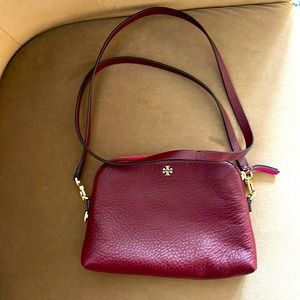 Tory Burch pebbled leather burgundy crossbody